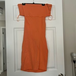 NWT Size Medium Le Glacé Orange French Terry Off Shoulder Dress